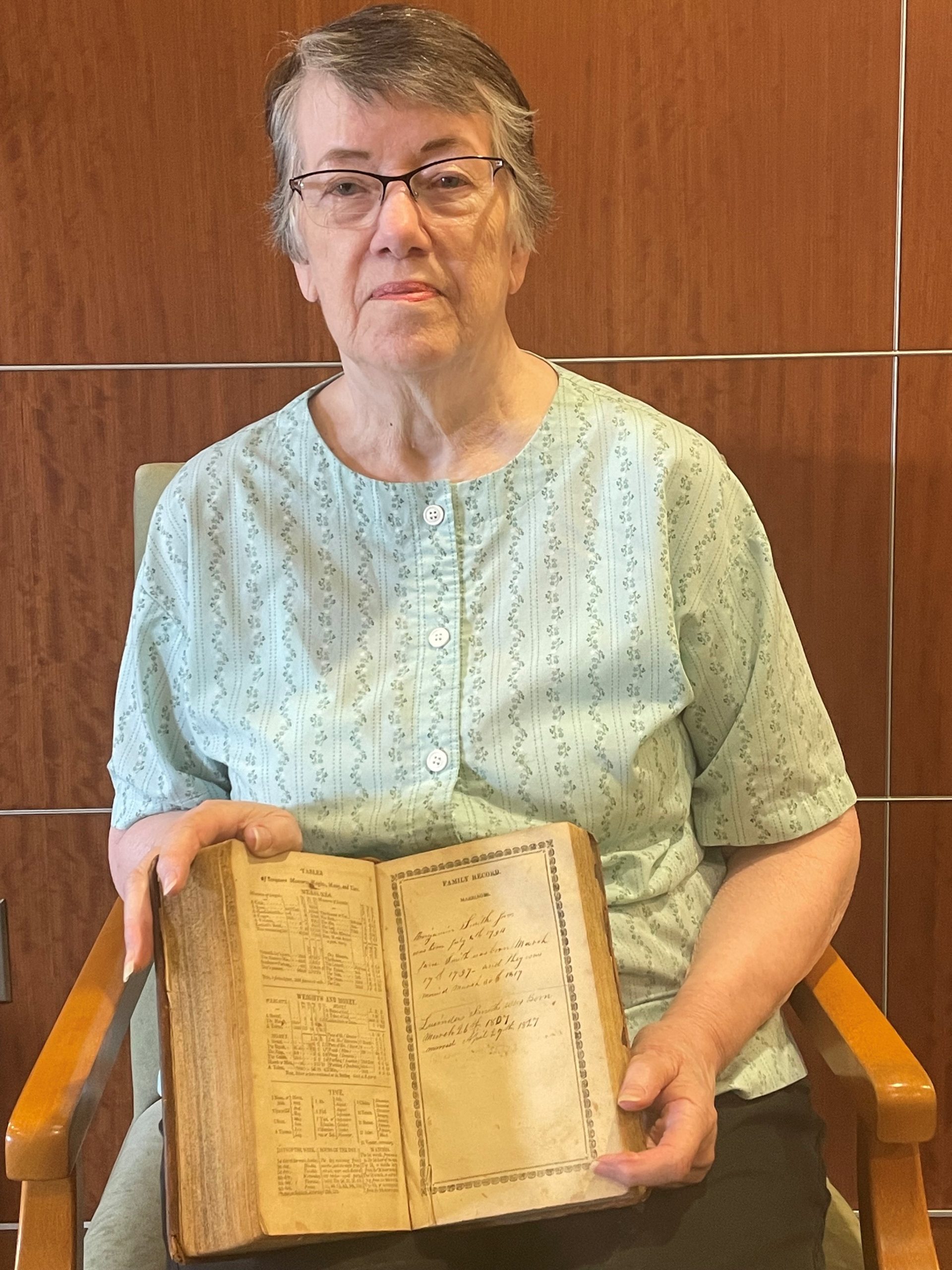 Jean Johnston with 1815 Bible