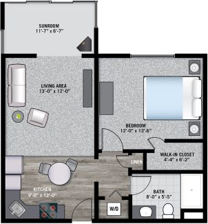 BEECH 1 Bedroom / 1 Bath 570 square feet